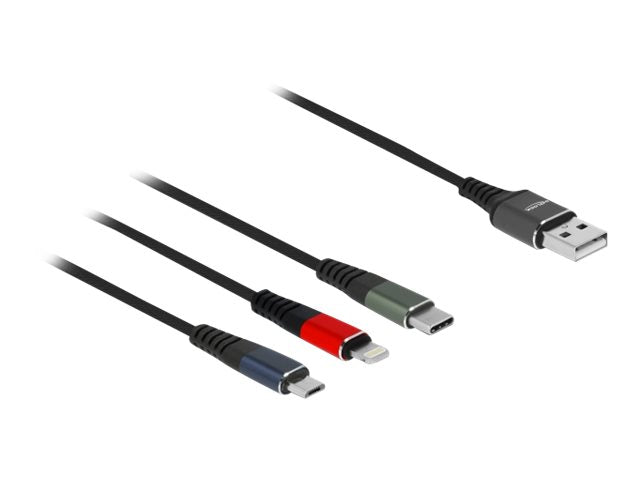 DELOCK USB Ladekabel 3 in 1 für Lightning/Micro USB/USB Type-C 30cm 3-farbig