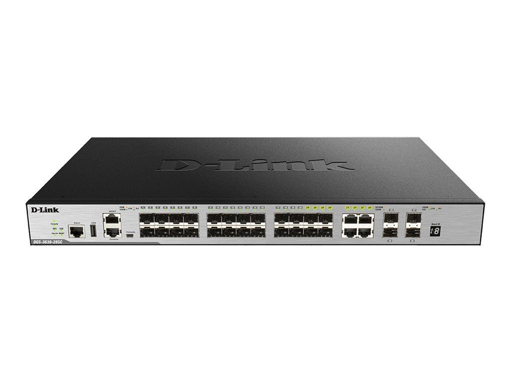 D-LINK DGS-3630-28SC/SI/E 28-Port Layer 3 Fiber Gigabit Stack Switch SI Vorderansicht