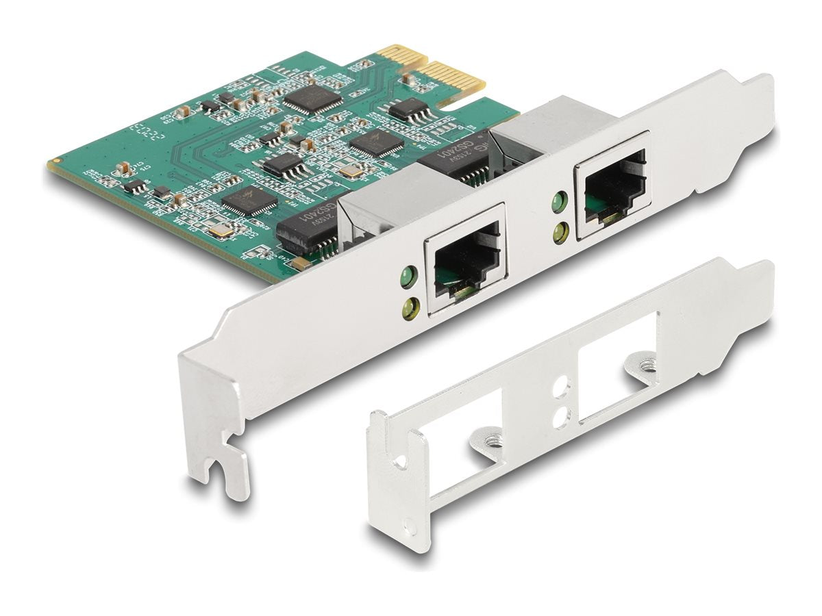 DELOCK PCI Express x1 Karte zu 2 x RJ45 2,5 Gigabit LAN RTL8125 Vorderansicht