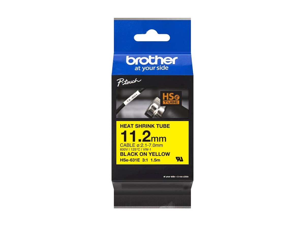 BROTHER Heat Shrink Tube Black on Yellow 11.2mm Verpackung
