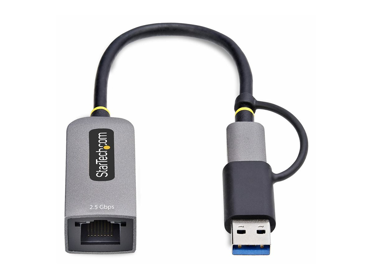 STARTECH.COM 2.5GbE USB C Ethernet Adapter mit USB-A Adapter USB-C LAN-RJ45 Netzwerkadapter USB 3.0 Typ-C 2.5Gb Netzwerk