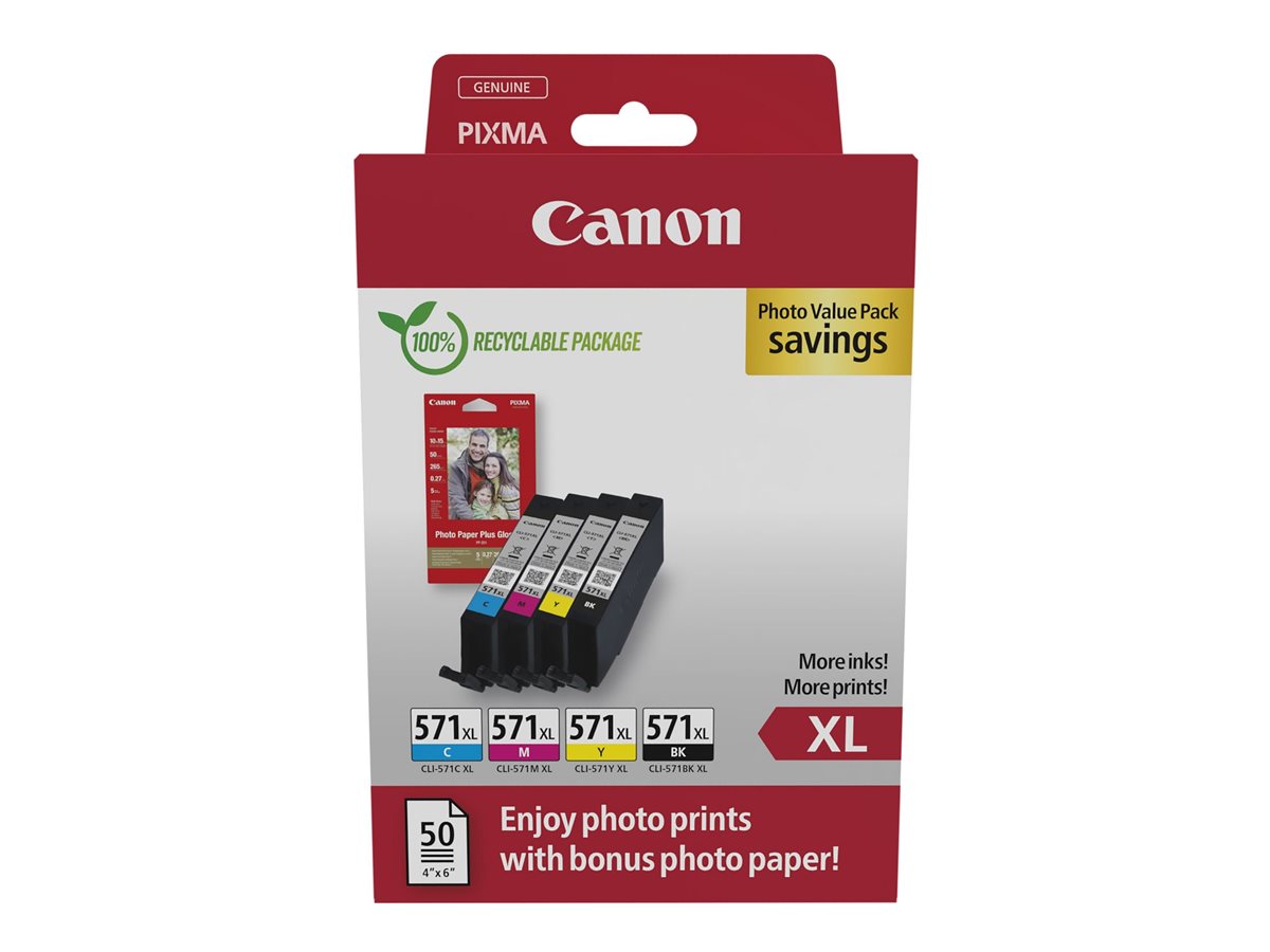 CANON CLI-571XL Ink Cartridge C/M/Y/BK + PHOTO PACK Vorderansicht
