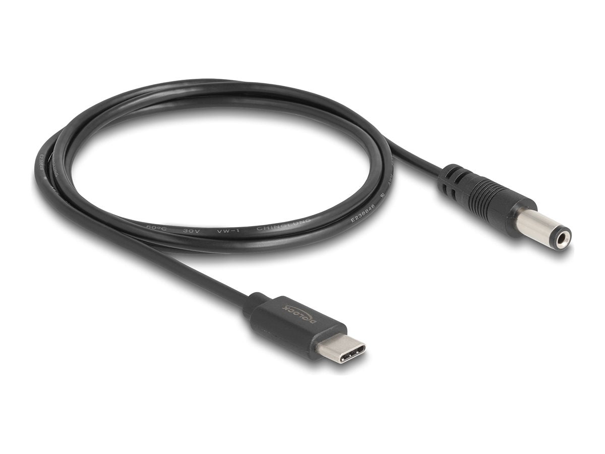 DELOCK USB Type-C Stromkabel zu DC 5,5 x 2,1mm Stecker 1m - Vorderansicht