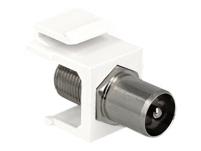DELOCK Keystone Modul IEC Stecker > F Buchse weiss - Vorderansicht