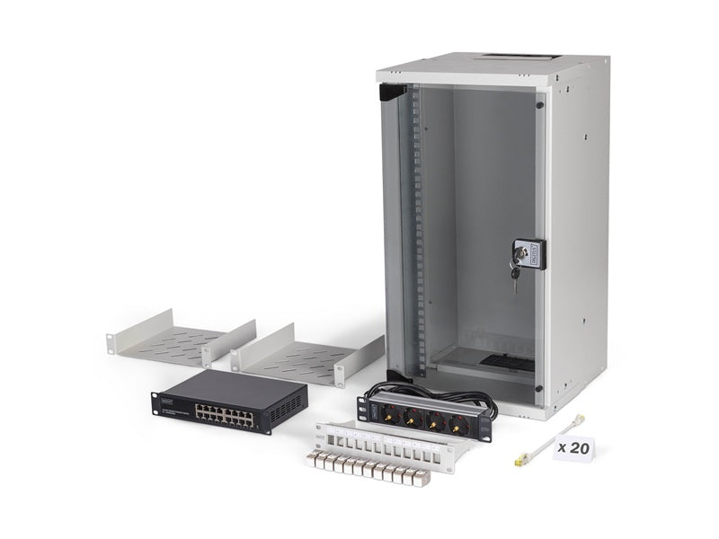 DIGITUS 25,4cm 10Zoll Netzwerk-Set 12HE Wandgehäuse Verpackung