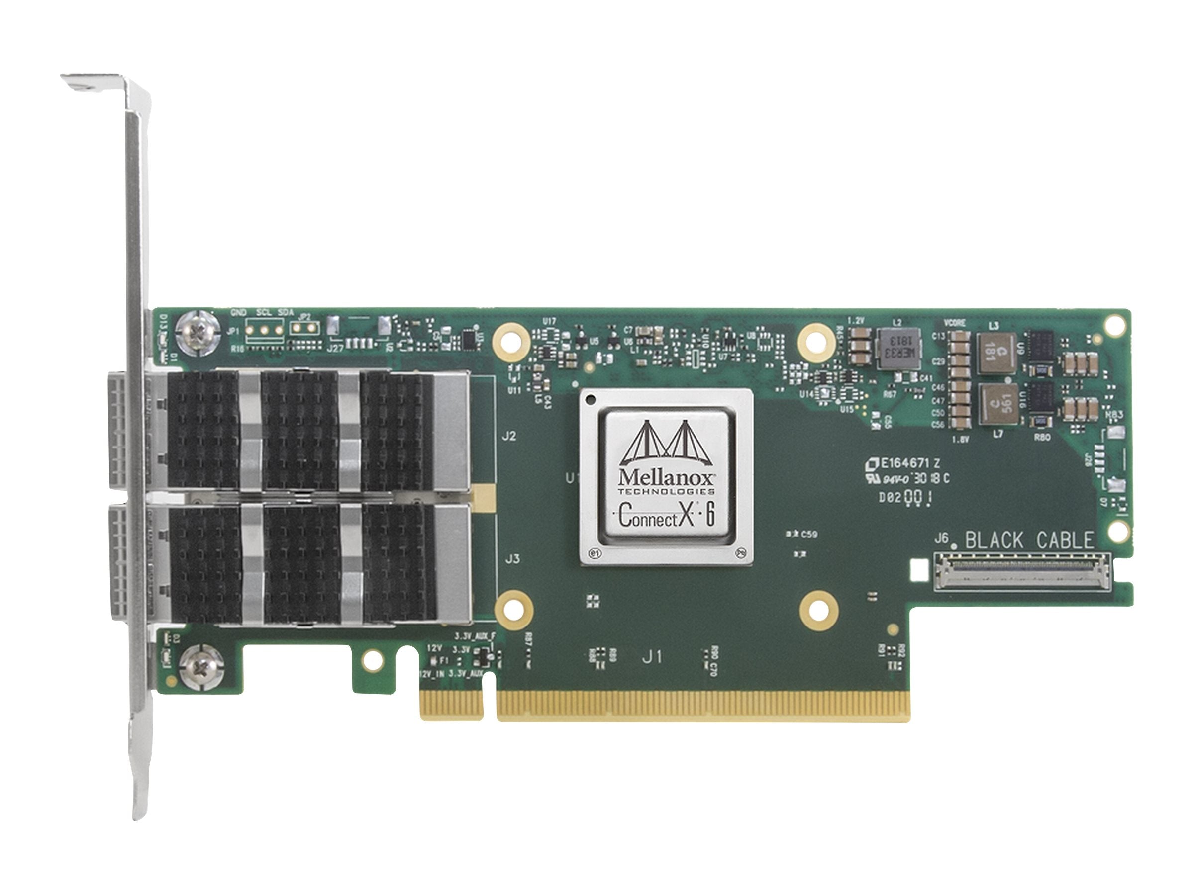 Vorderansicht der PNY Mellanox MCX653106A-ECAT-SP Dual-Port QSFP56 Card