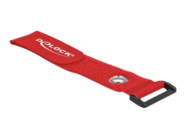 DELOCK Klett-Kabelbinder mit Schlaufe und Befestigungsöse L 280 x B 38mm rot 3 Stück