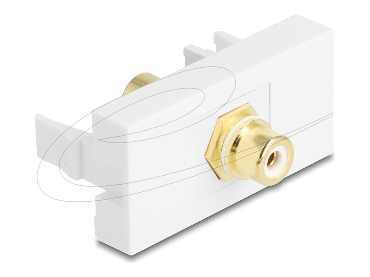 DELOCK Easy 45modul Cinch Buchse zu Cinch Buchse vergoldet weiss / weiss - Vorderansicht