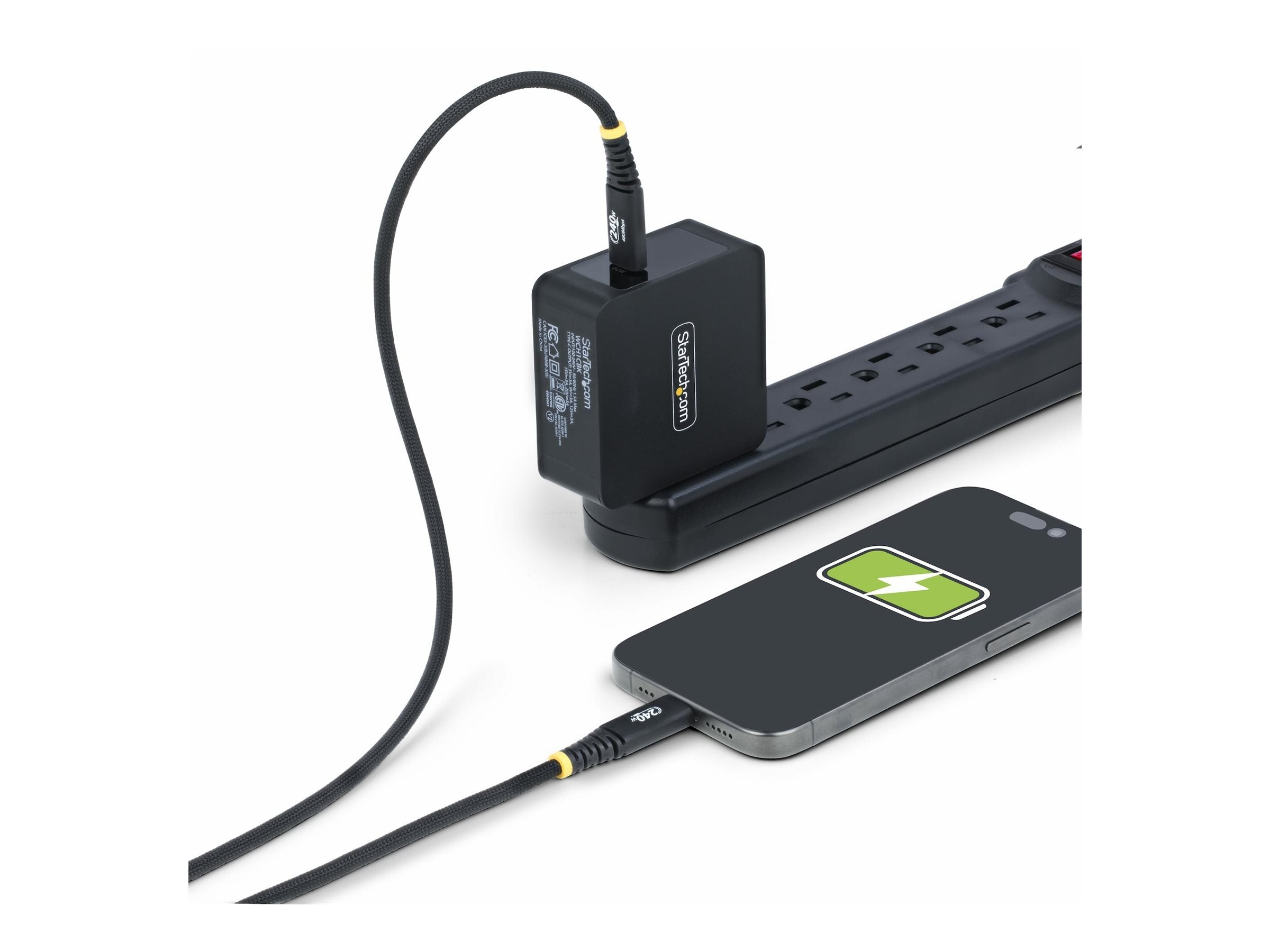 STARTECH.COM 2m USB-C-Ladekabel 240W 5A PD EPR Schnellladekabel Laptop-Ladekabel Nylon Geflochten USB-IF zertifiziert