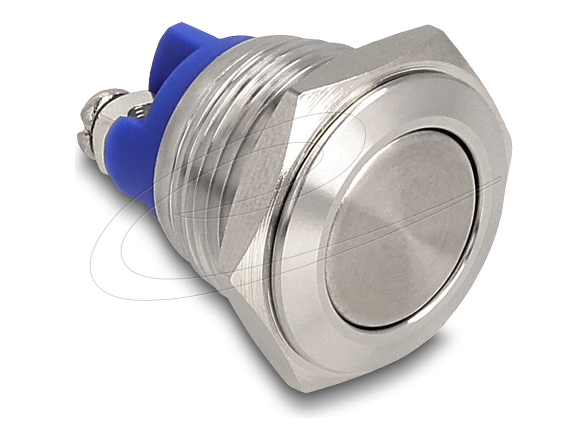 DELOCK Drucktaster zum Einbau 16mm 2 x Schraubklemme Taster flach