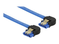 DELOCK Kabel SATA 6 Gb/s Buchse unten gewinkelt > SATA Buchse unten gewinkelt 30cm blau mit Goldclips