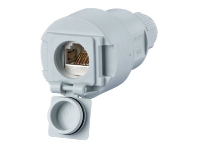 Vorderansicht der METZ CONNECT E-DAT Industry IP67 V6 Kabelkupplung 1 Port Cat.6A