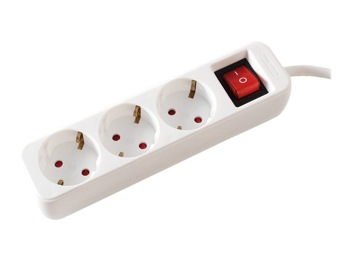 VALUE 3-fach Steckdosenleiste mit Schalter weiss 10m - Vorderansicht