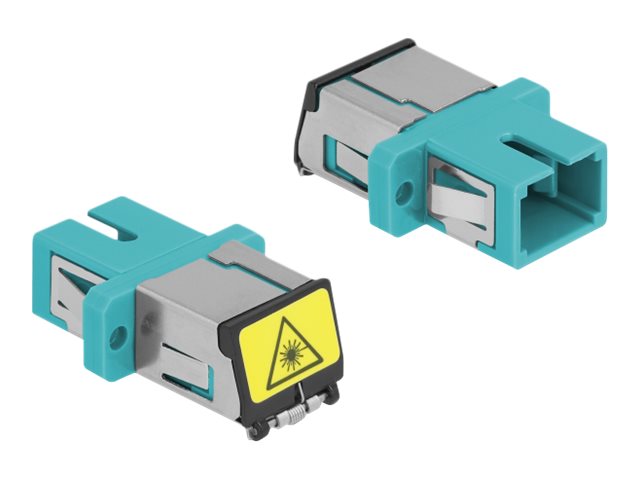 DELOCK LWL Kupplung mit Laserschutzklappe SC Simplex Buchse zu SC Simplex Buchse Multimode aqua