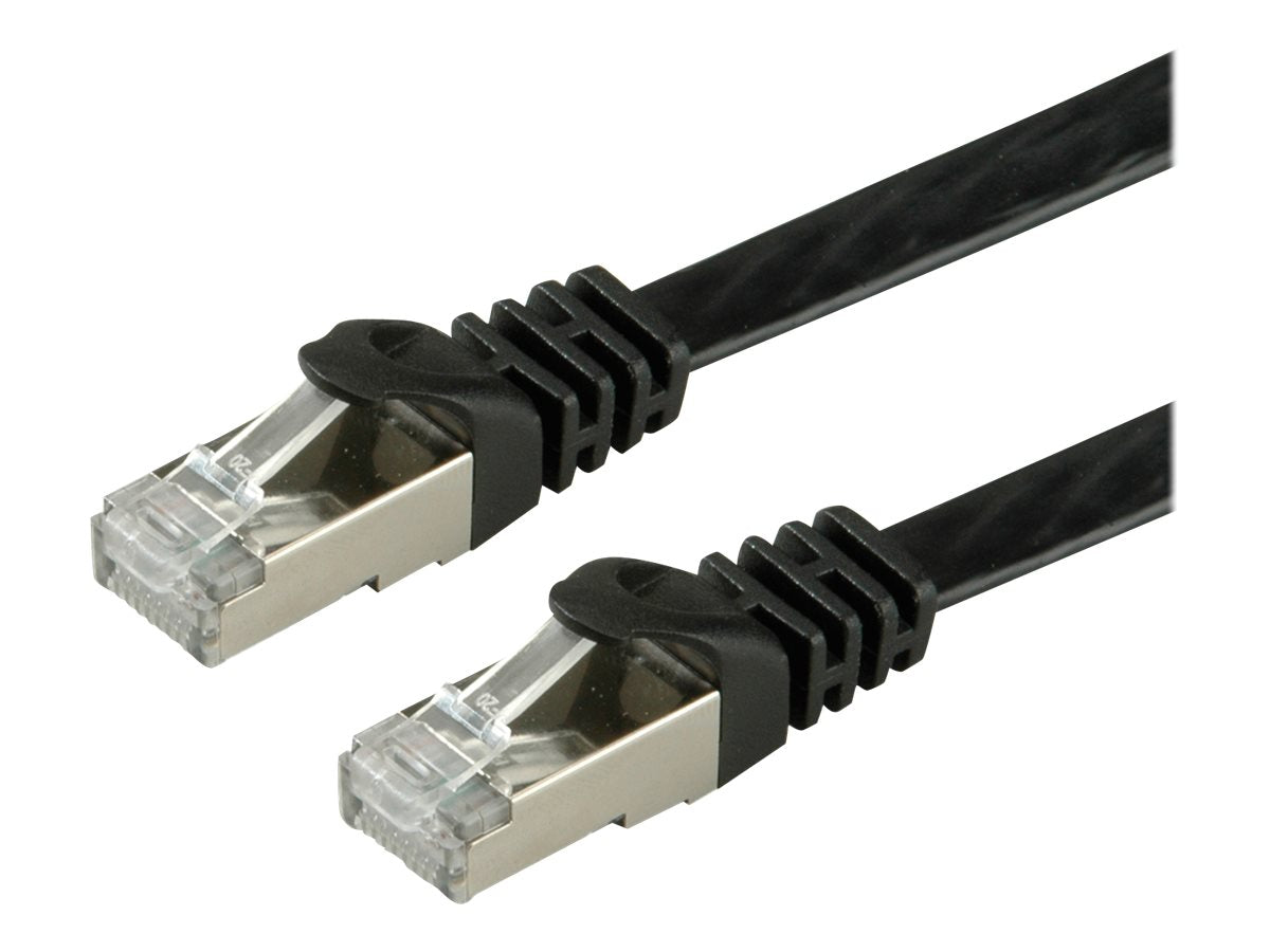 VALUE Patchkabel Kat.6 Class E FTP extra-flach schwarz 1m - Vorderansicht