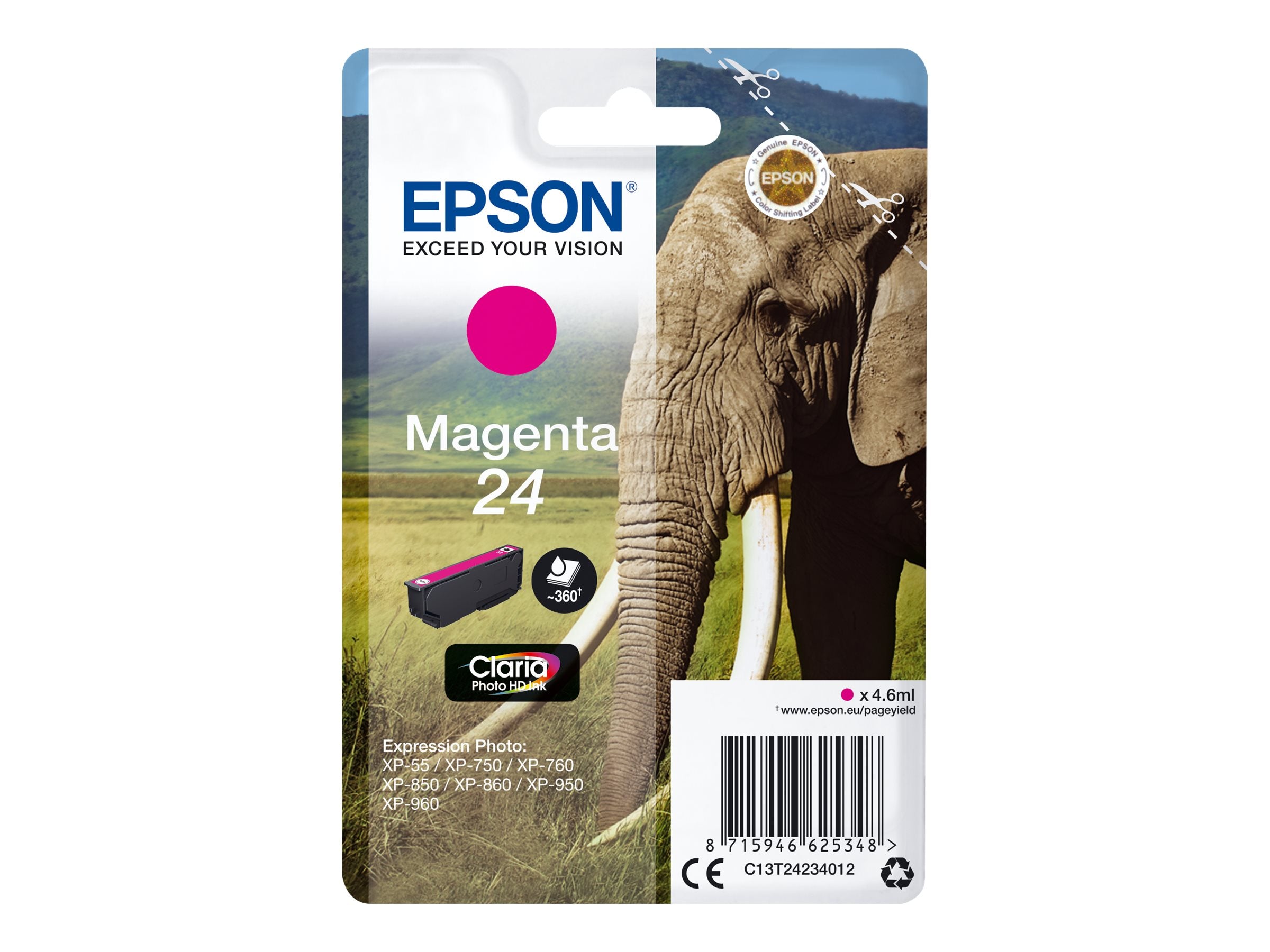 EPSON 1LB 24 Tintenpatrone Magenta Vorderansicht