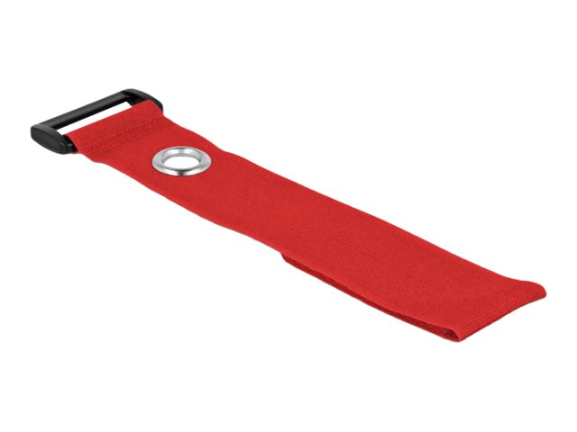 DELOCK Klett-Kabelbinder mit Schlaufe und Befestigungsöse L 280 x B 38mm rot 3 Stück