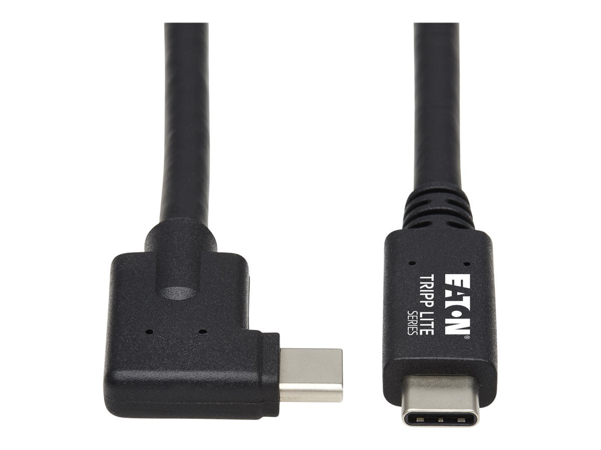 EATON TRIPPLITE USB-C Cable M/M - USB 3.2 Gen 2 10 Gbps 5A 100W Rating Thunderbolt 3 Compatible Right-Angle Plug 1m 3