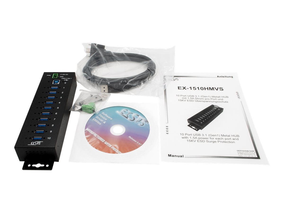 EXSYS EX-1510HMVS 10 Port USB 3.2 Gen1 Hub Detailansicht