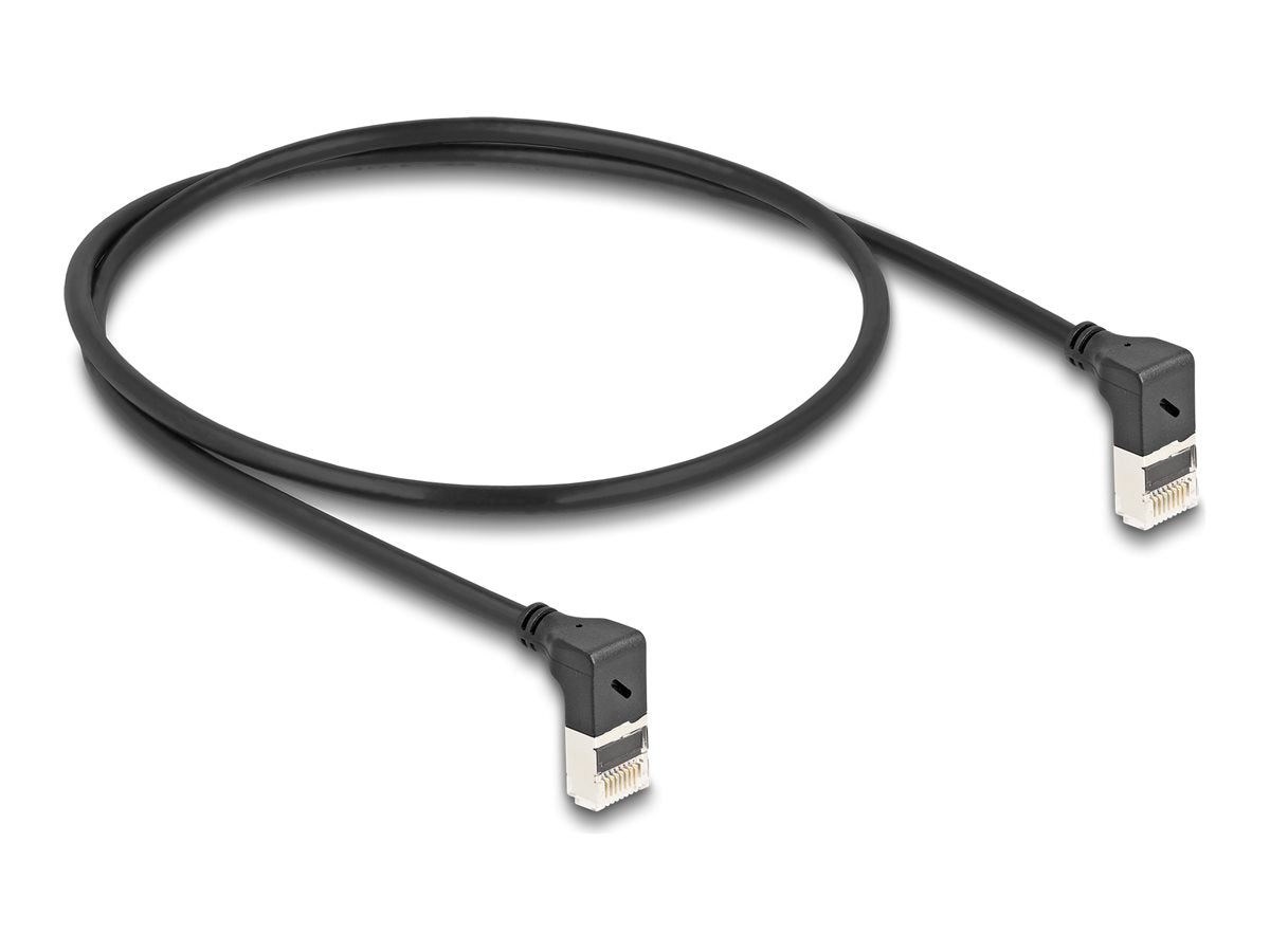 DELOCK RJ45 Netzwerkkabel Cat.6A S/FTP Slim 90 oben gewinkelt - Vorderansicht