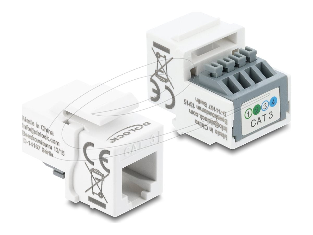 DELOCK Keystone Modul RJ11 Buchse zu Terminalblock 4 Pin weiss - Vorderansicht