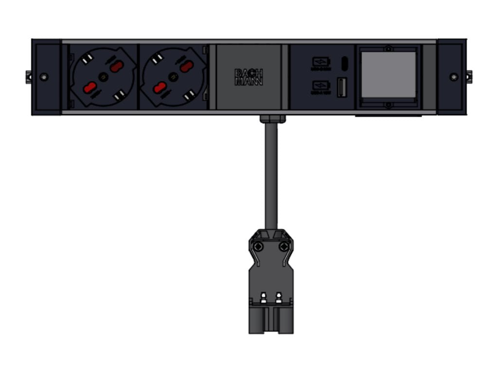 BACHMANN DESK RAIL 2xP40 1xUSB A&C 22W 1xCM 2,0m GST18 Italia - Vorderansicht