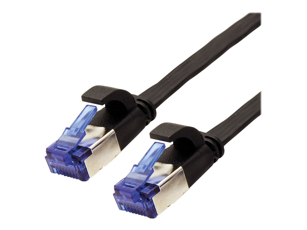 VALUE Patchkabel Kat.6A Class EA FTP schwarz 2m extra-flach Vorderansicht