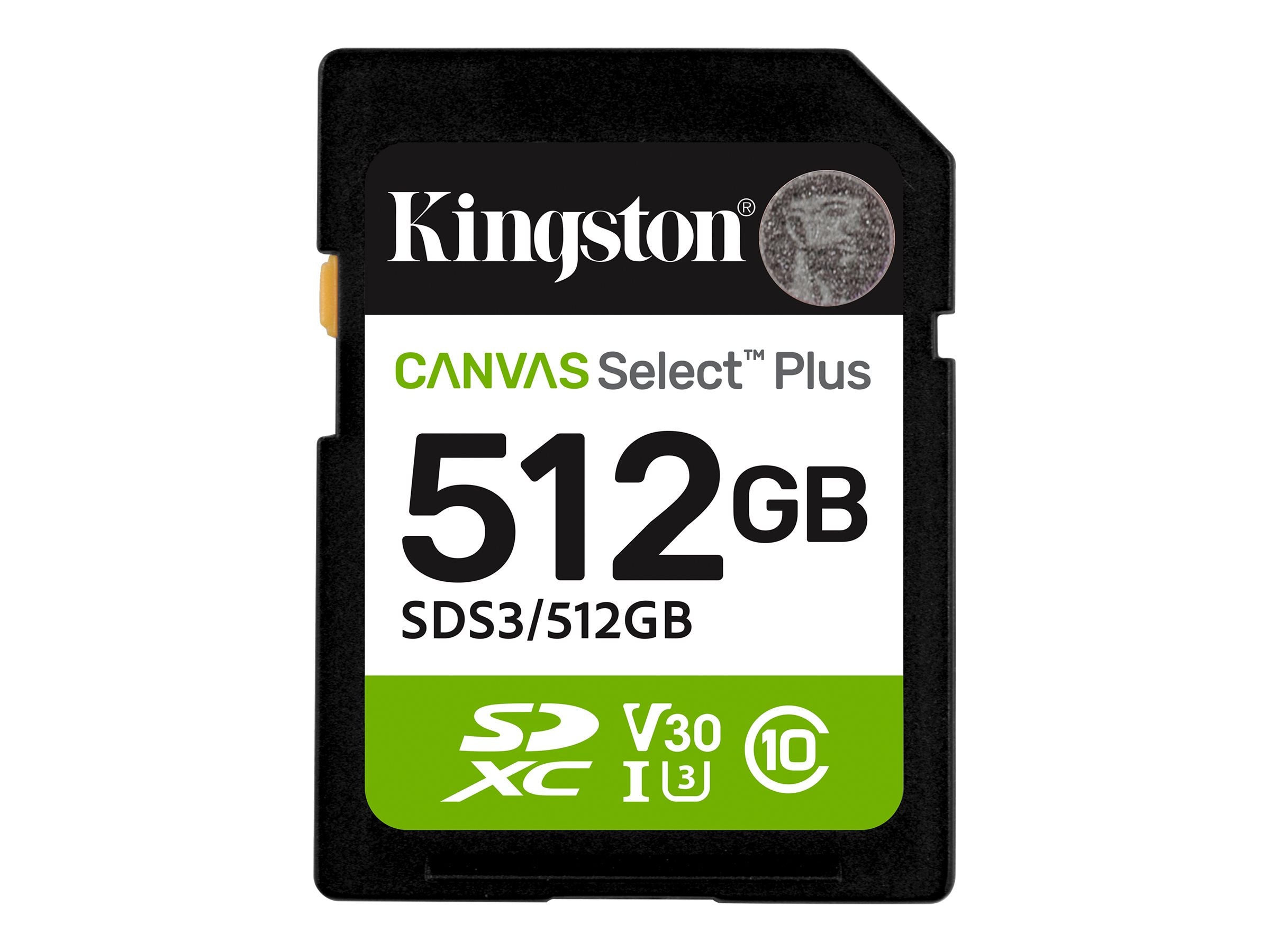 KINGSTON 512GB SDXC Canvas Select Plus Speicherkarte Vorderansicht