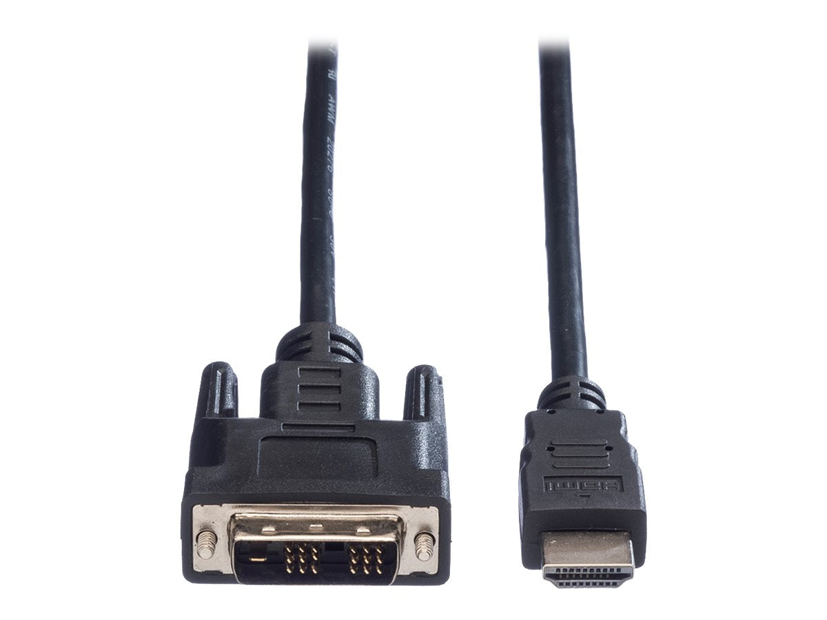 VALUE Kabel DVI 18+1 ST - HDMI ST schwarz 1m - Vorderansicht