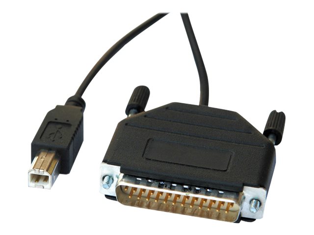ROLINE Konverter Kabel Parallel nach USB 25Pol Sub-D auf USB Typ-B 1,8m - Vorderansicht