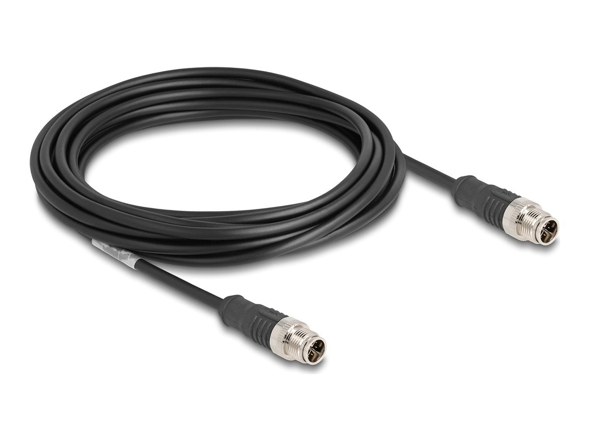 DELOCK M12 Kabel X-kodiert 8 Pin Stecker zu Stecker PVC 5m - Vorderansicht