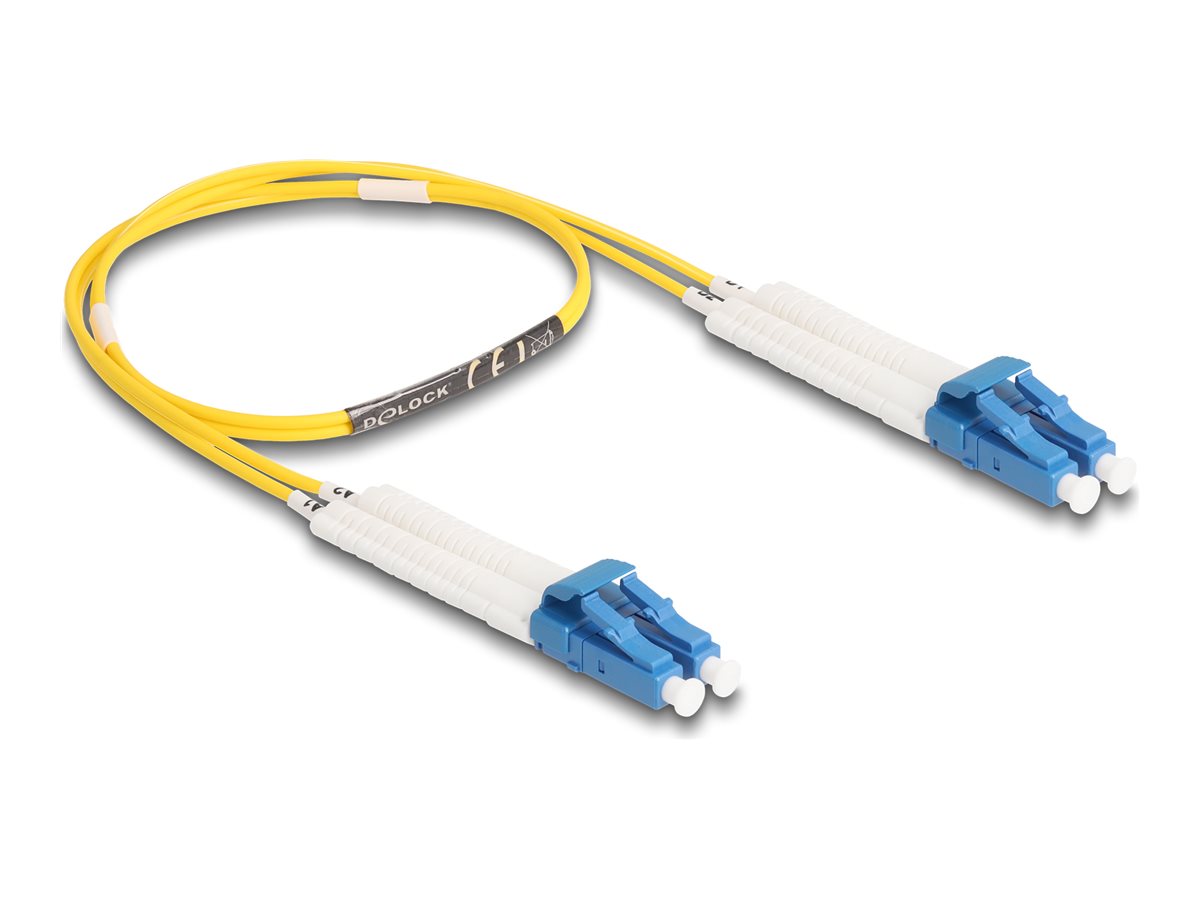 DELOCK LWL Kabel LC Duplex zu LC Duplex Singlemode OS2 winkelbar 0,5m - Vorderansicht