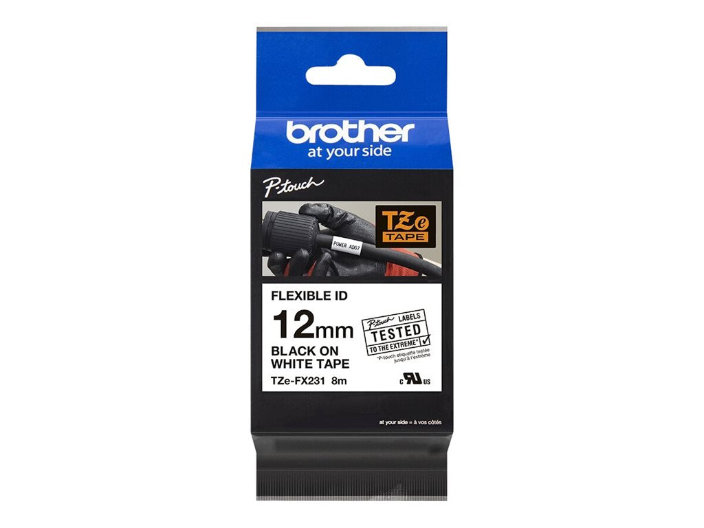 BROTHER P-Touch TZE-FX231 auf einem Kabel angebracht