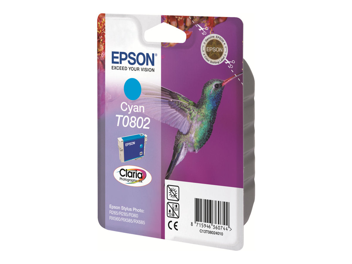 EPSON T0802 Tintenpatrone Cyan Vorderansicht