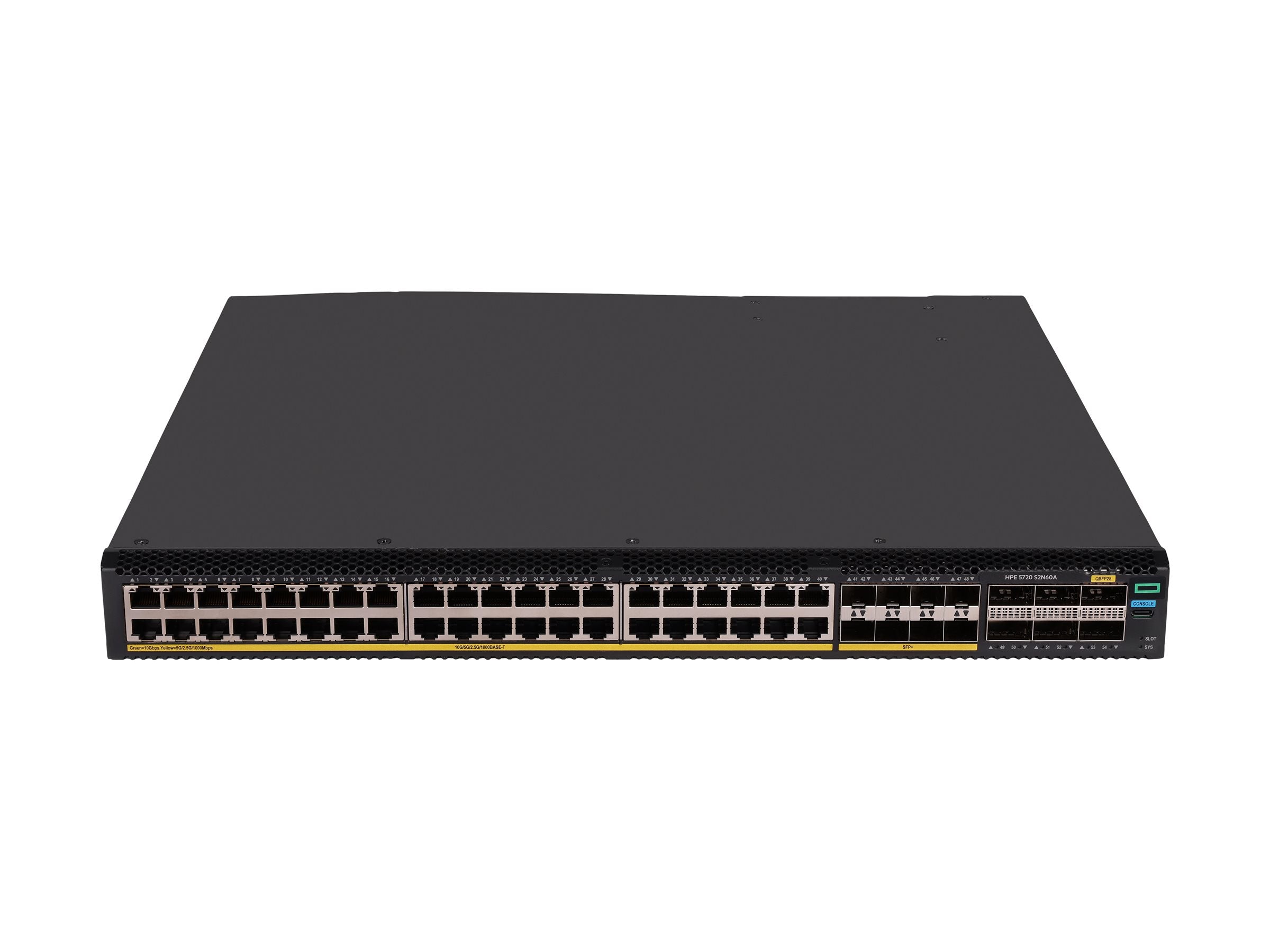HPE Networking Comware Data Center Switch 40p 10GBASE-T 8p SFP+ 1G/10G 6p QSFP28 100G 5720