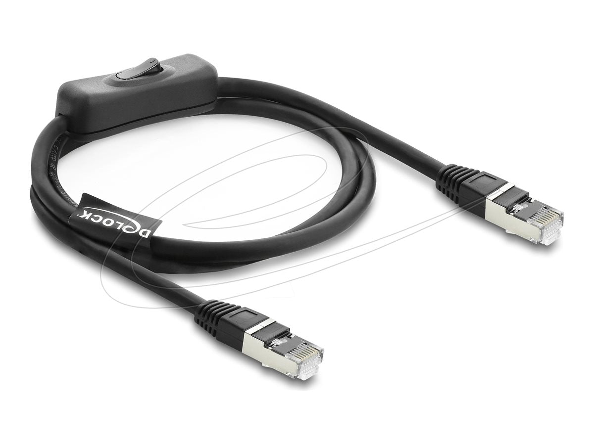 DELOCK RJ45 Kabel Stecker zu Stecker mit Schalter Cat.6 F/UTP 1m - Vorderansicht