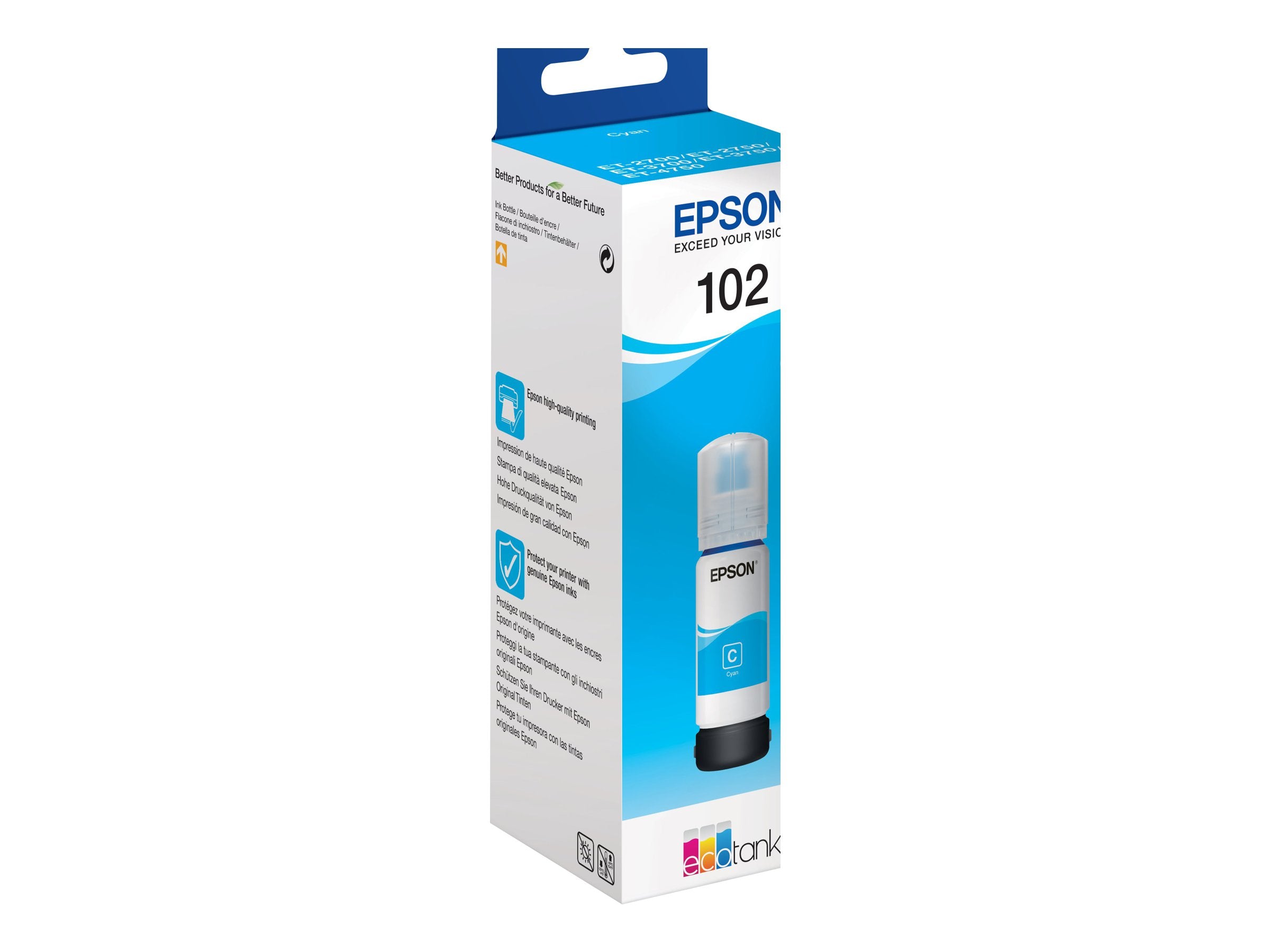 EPSON 1LB 102 EcoTank Cyan Tintenbehälter Verpackung