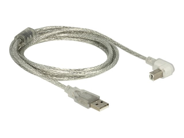 DELOCK Kabel USB 2.0 A Stecker > USB 2.0 B Stecker 90G gewinkelt unten 2,0 m transparent - Verpackung