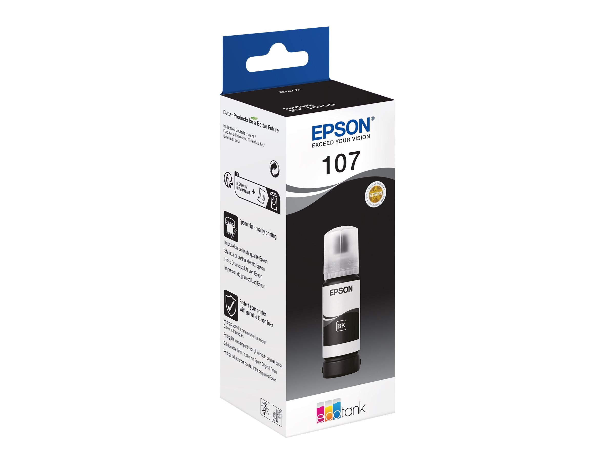 EPSON 1LB 107 EcoTank Black Ink Bottle Vorderansicht