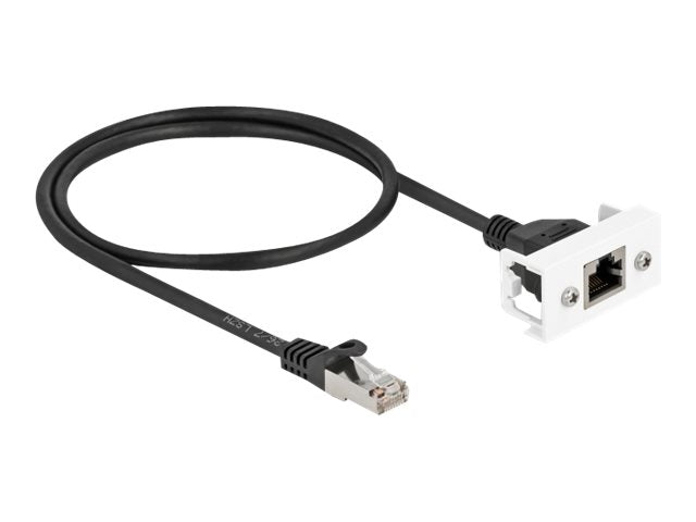 DELOCK Netzwerk Verlängerungskabel für Easy 45 Modul S/FTP RJ45 Stecker zu RJ45 Buchse Cat.6A 50 cm schwarz - Vorderansicht