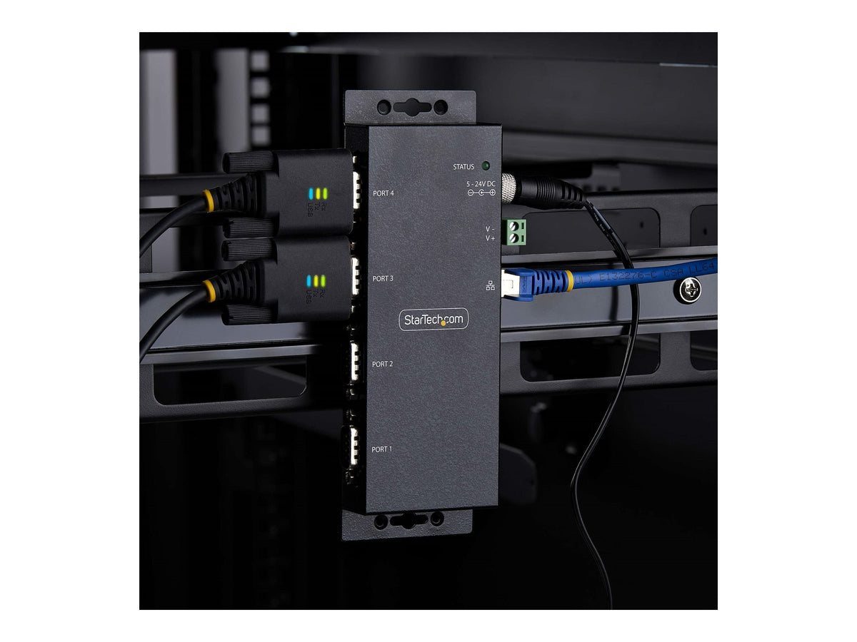 STARTECH.COM 4-Port Seriell auf Ethernet Adapter Serial TCP IP Server Wand/DIN Montage RS232 Ethernet Adapter/Konverter