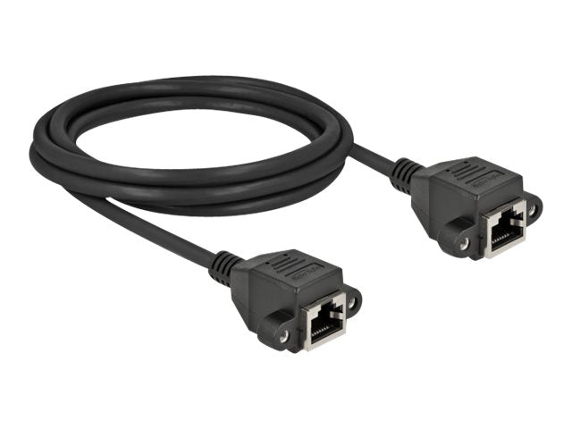 DELOCK Netzwerk Verlängerungskabel S/FTP RJ45 Buchse zu RJ45 Buchse Cat.6A 2m schwarz - Vorderansicht