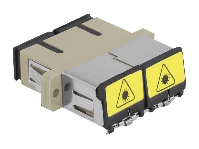 DELOCK LWL Kupplung mit Laserschutzklappe SC Duplex Buchse zu SC Duplex Buchse Multimode beige