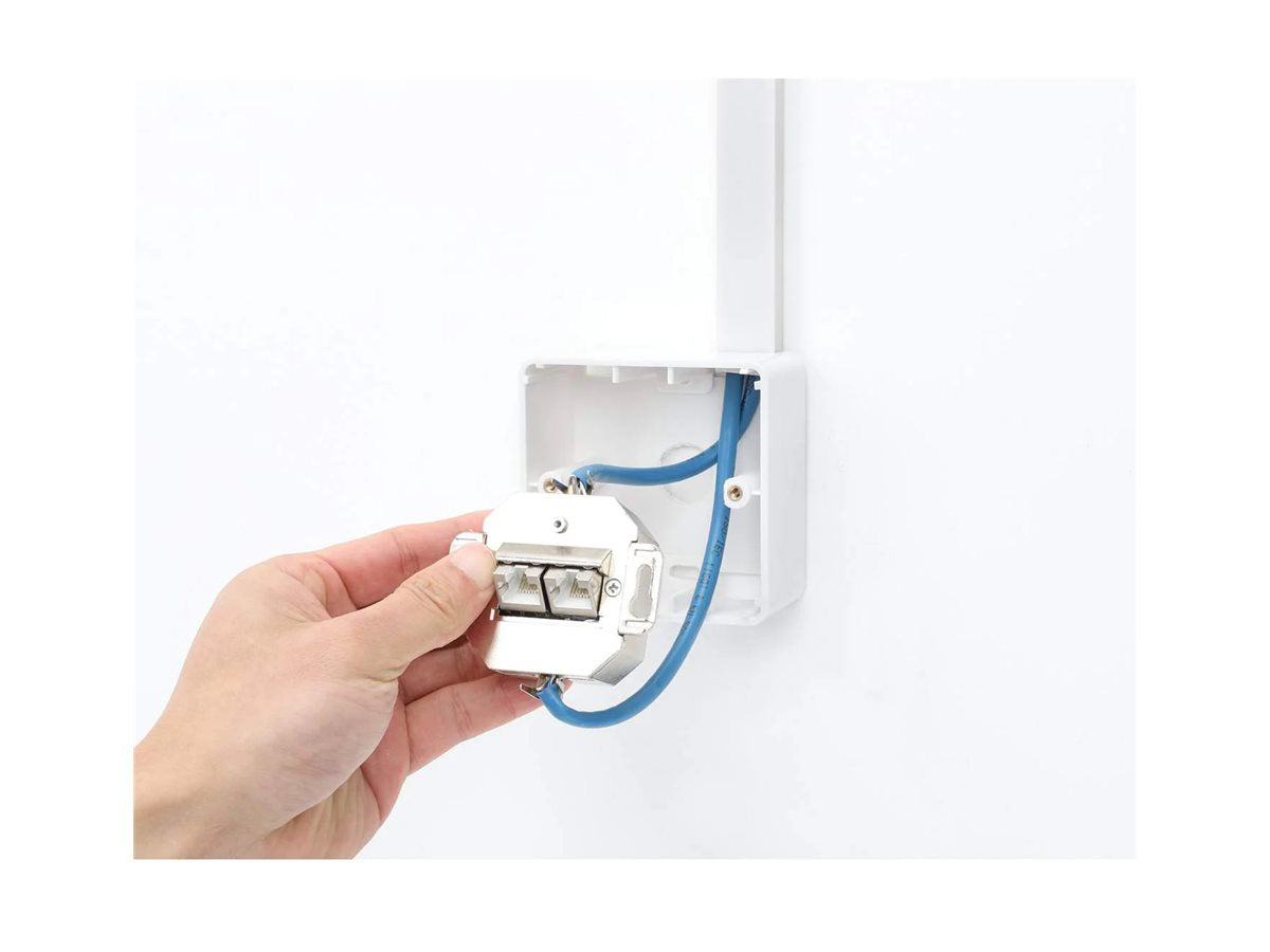 INTELLINET 2-Port Cat6a 10G RJ45-Netzwerkdose Detailansicht