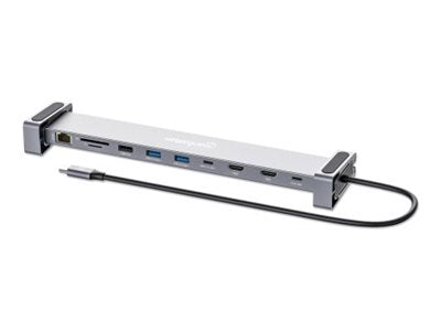 Vorderansicht der MANHATTAN USB-C PD 10-in-1 Dual Monitor Dockingstation