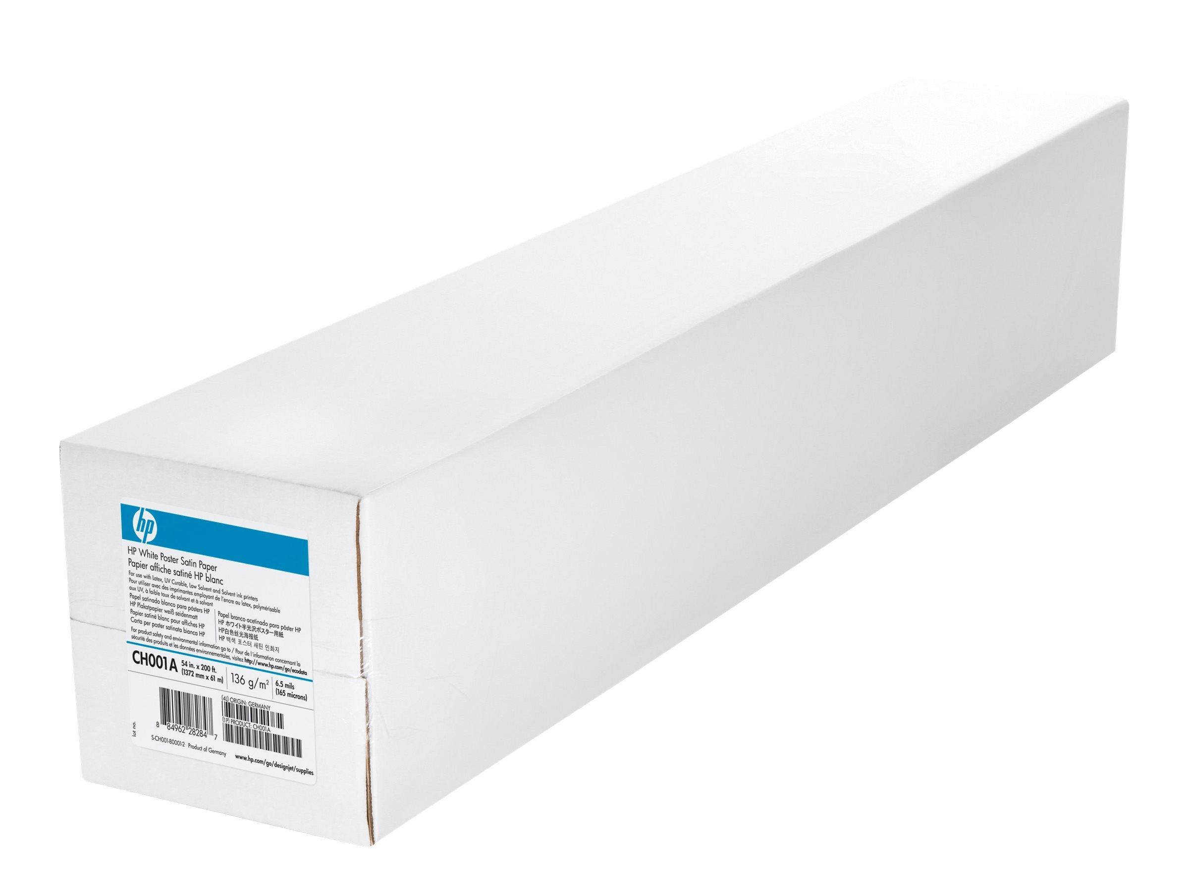 HP White Satin Poster Paper 137,2cm 54Zoll Vorderansicht