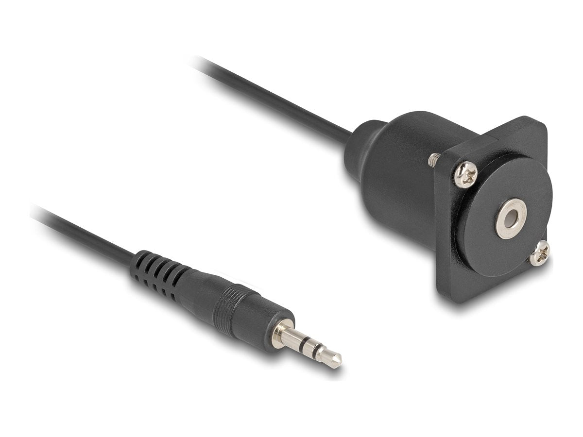 DELOCK D-Typ Kabel 3,5mm 3 Pin Klinkenstecker zu Buchse schwarz 20cm - Vorderansicht