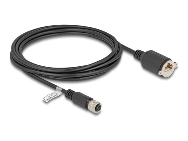 DELOCK M12 Kabel D-kodiert 4 Pin Buchse zu RJ45 Buchse - Vorderansicht