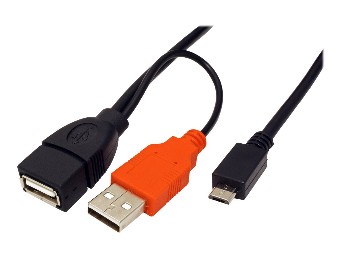 ROLINE USB 2.0 Y-Kabel 2x Typ A ST / BU - Micro B ST 1m Detailansicht