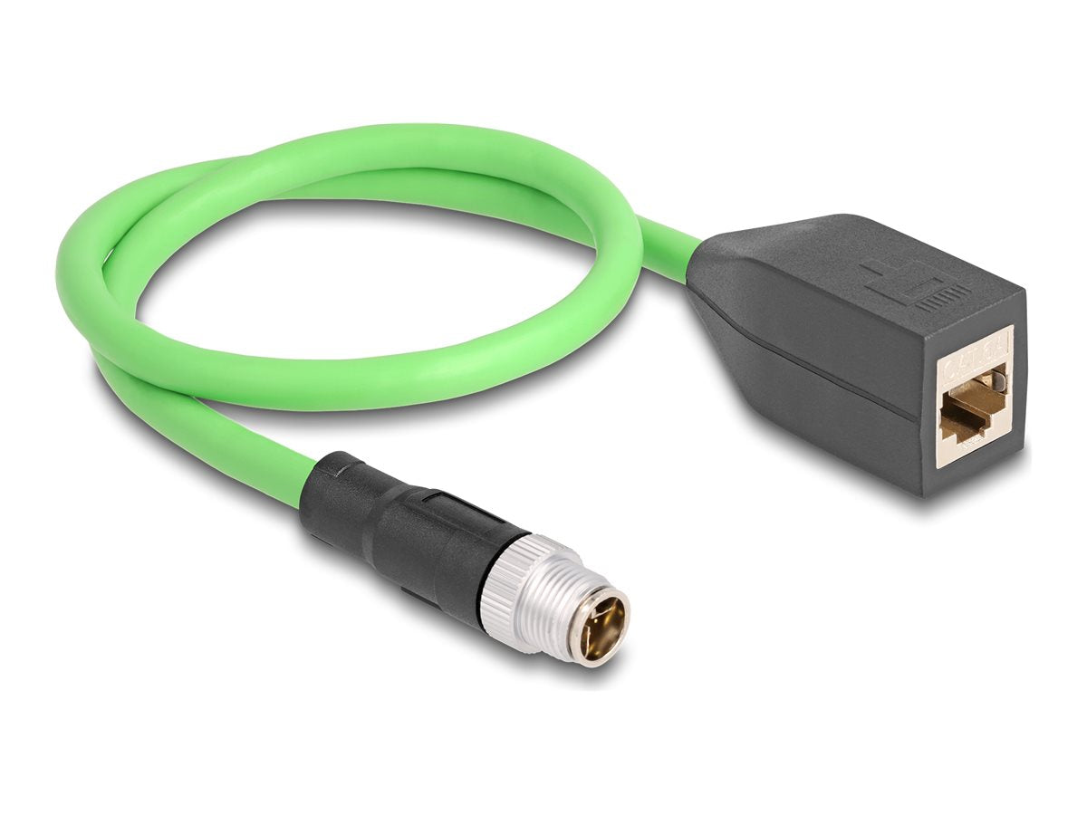 DELOCK M12 Kabel X-kodiert 8 Pin Stecker zu RJ45 Buchse - Vorderansicht